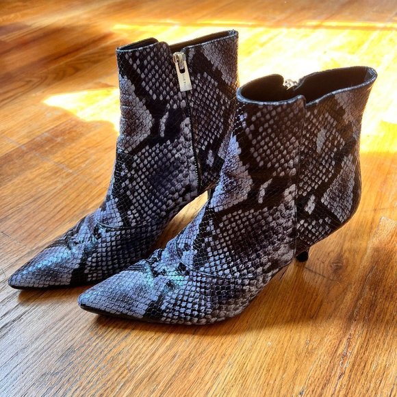 Anine Bing Ava Snake Embossed Kitten Heel Booties 37 / US 7 - Picture 2 of 12